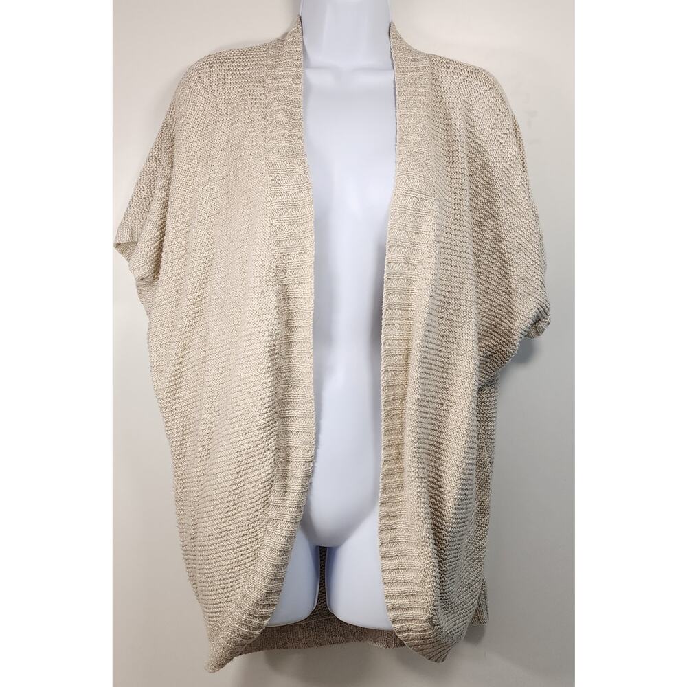 Eileen Fisher Women's Linen Cotton Open‎ Front Cardigan Beige Minimalist PL